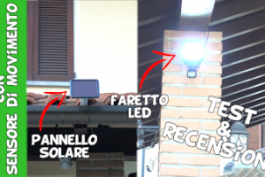 Faro solare a led da esterno con pannello solare e sensore PIR di movimento