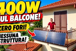 Immagine principale dell'articolo sul fotovoltaico da balcone con due pannelli flessibili Eco-Worthy da 200W, installati senza forare il muro